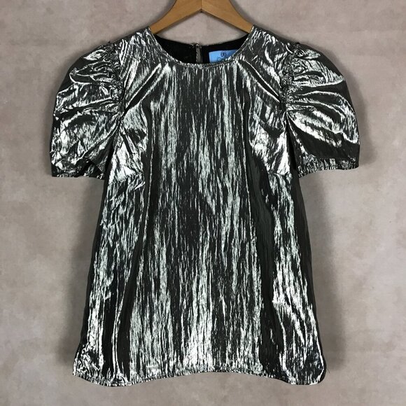CECE Puff Sleeve Metallic Party Top NEW Size XXS - Picture 5 of 11